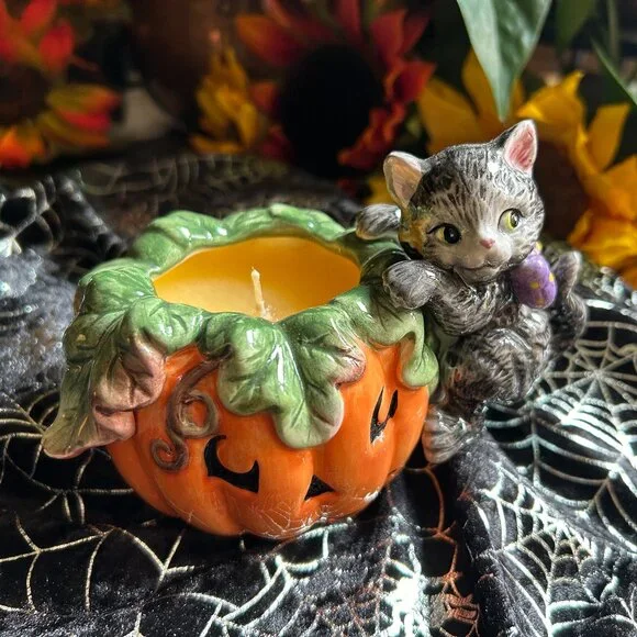 Fitz and Floyd “Halloween Kitty” Series Filled Candlecup (2063/140) NIB - Picture 3 of 10